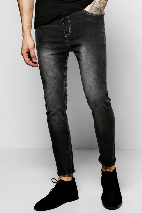 Skinny Fit Charcoal Jeans with Blasting